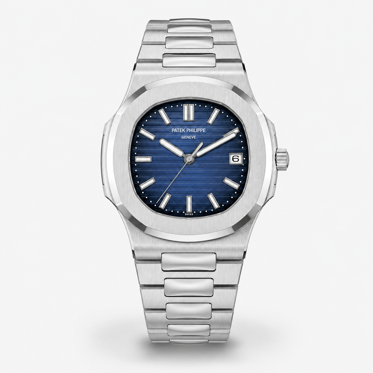 Silver Sapphire Automatic Nautilus Super Clone Watch