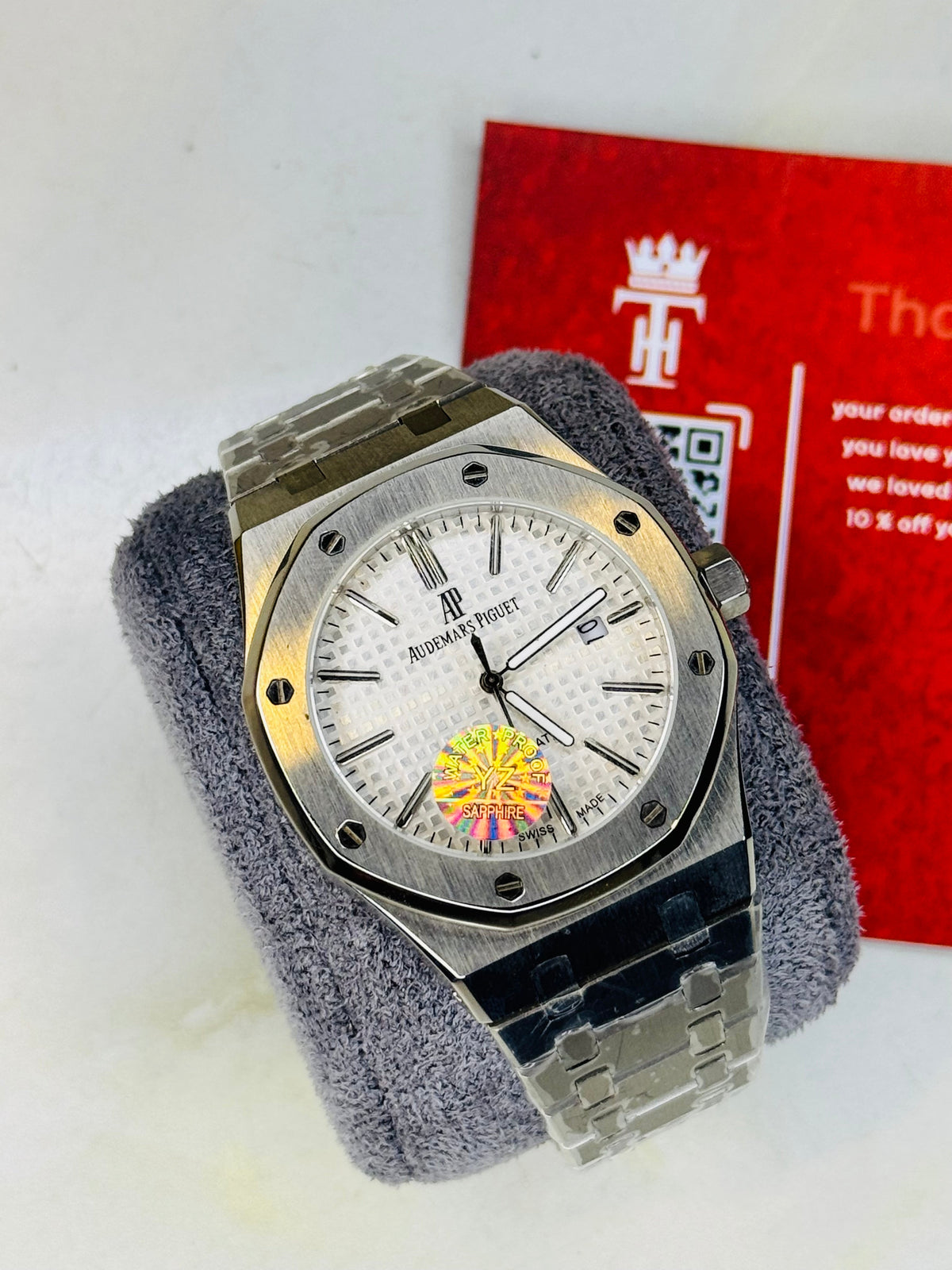 AP Super Clone Silver White Waffle Royal Oak Watch