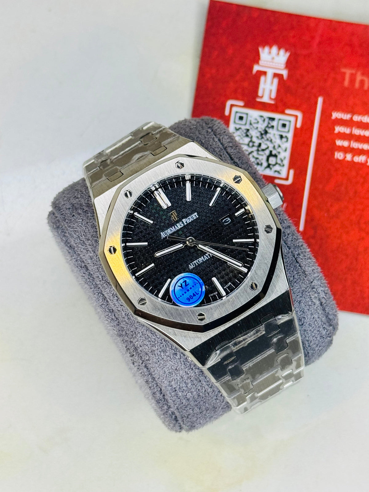AP Super Clone Silver Black Waffle Royal Oak Watch