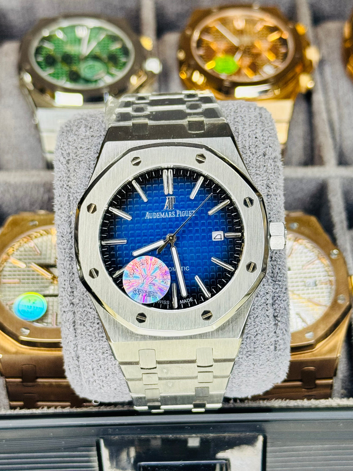 AP Super Clone Silver Sapphire Waffle Royal Oak Watch
