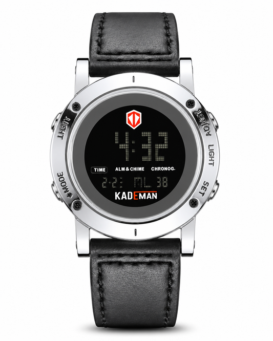 Kademan Black Silver Digital Watch