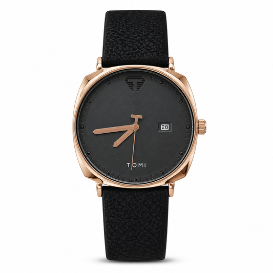 Tomi Black Gold Sleek Dial Watch