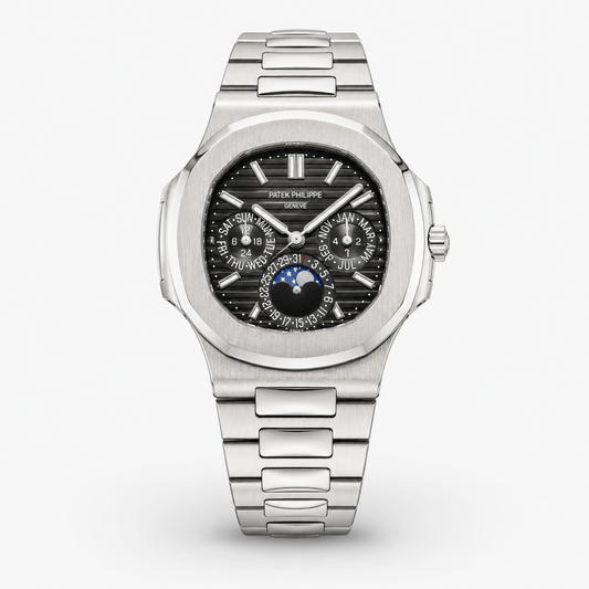Silver Black Chronograph Automatic Nautilus Super Clone Watch