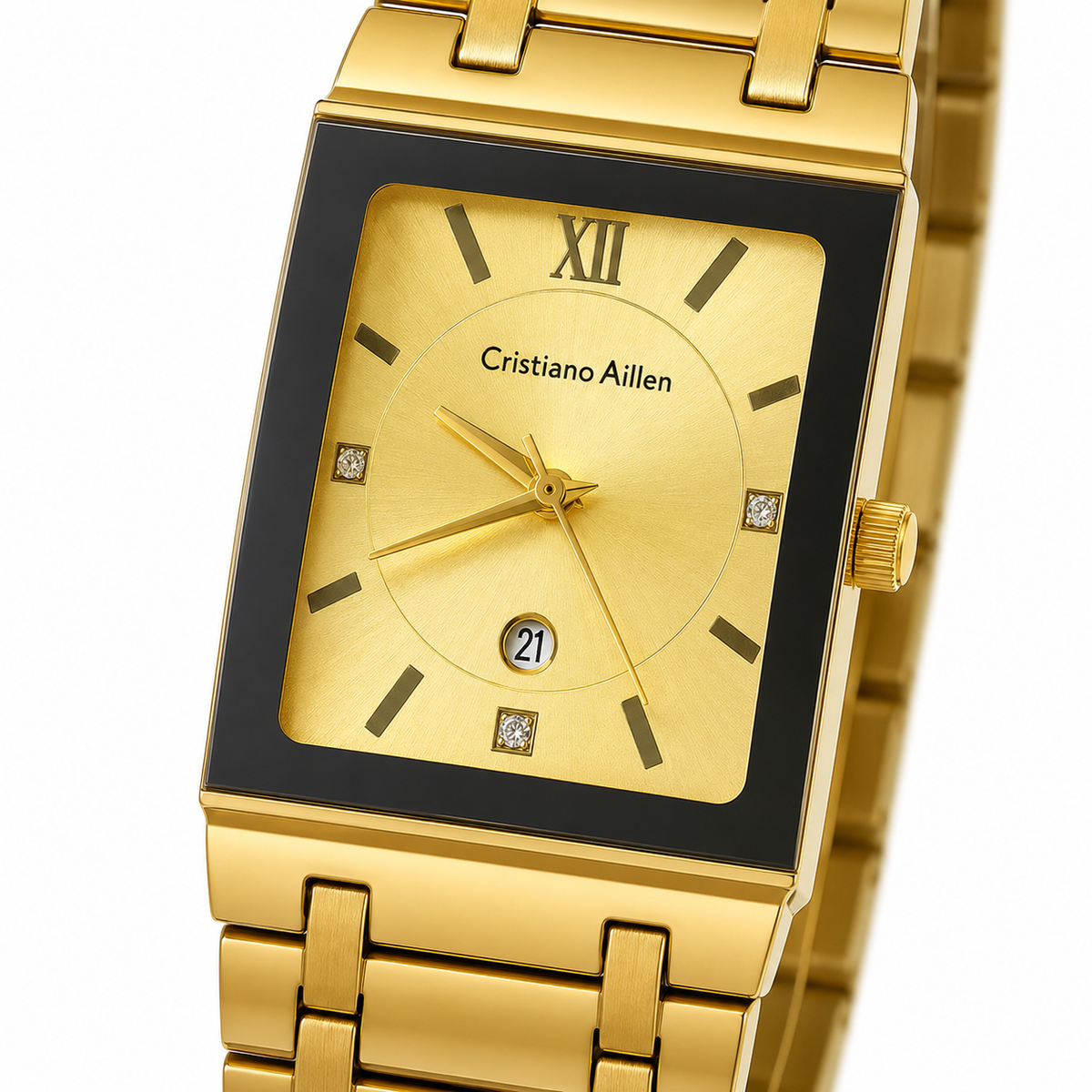 Cristiano Aillen All Gold Square Watch