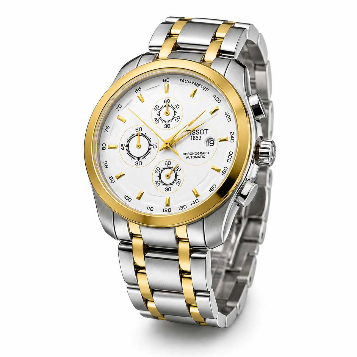 Two Tone White 1853 Chain Strap Chronograph Watch