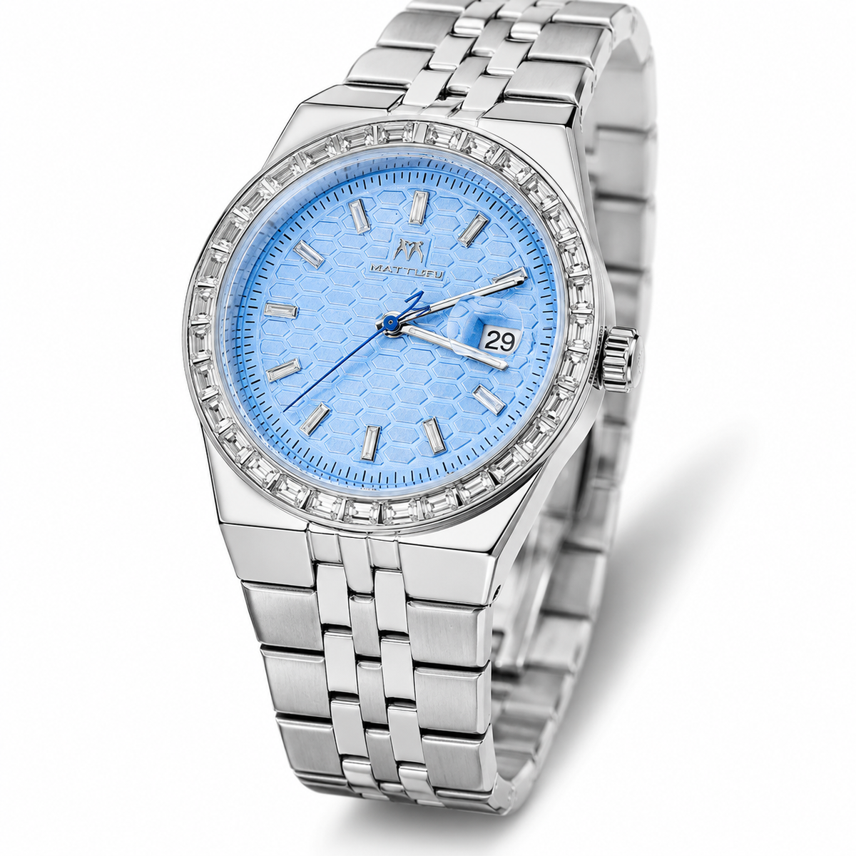 Silver Ice Blue Luxus Watch