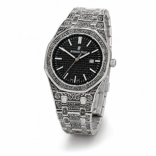 Calligraphic Silver Black AP Watch