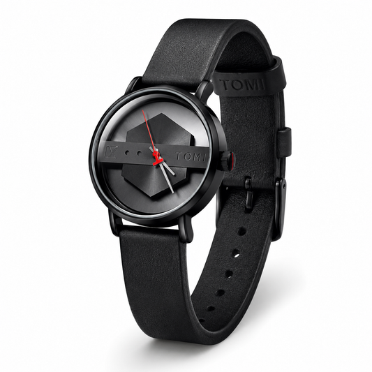 Tomi All Black Hexa Dial Watch