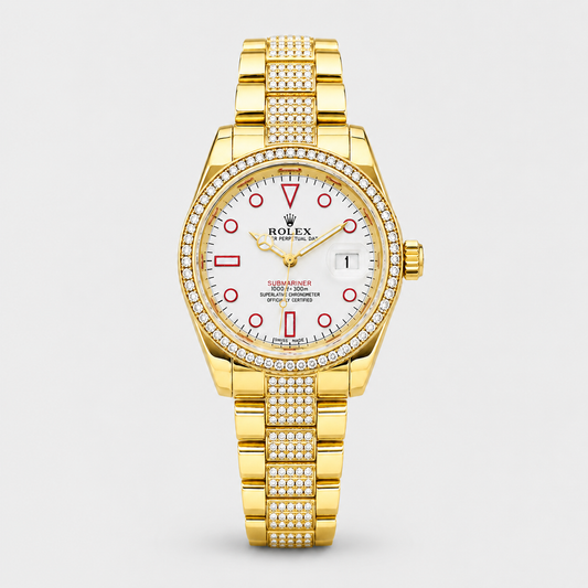 Gold White Iced Date just Watch