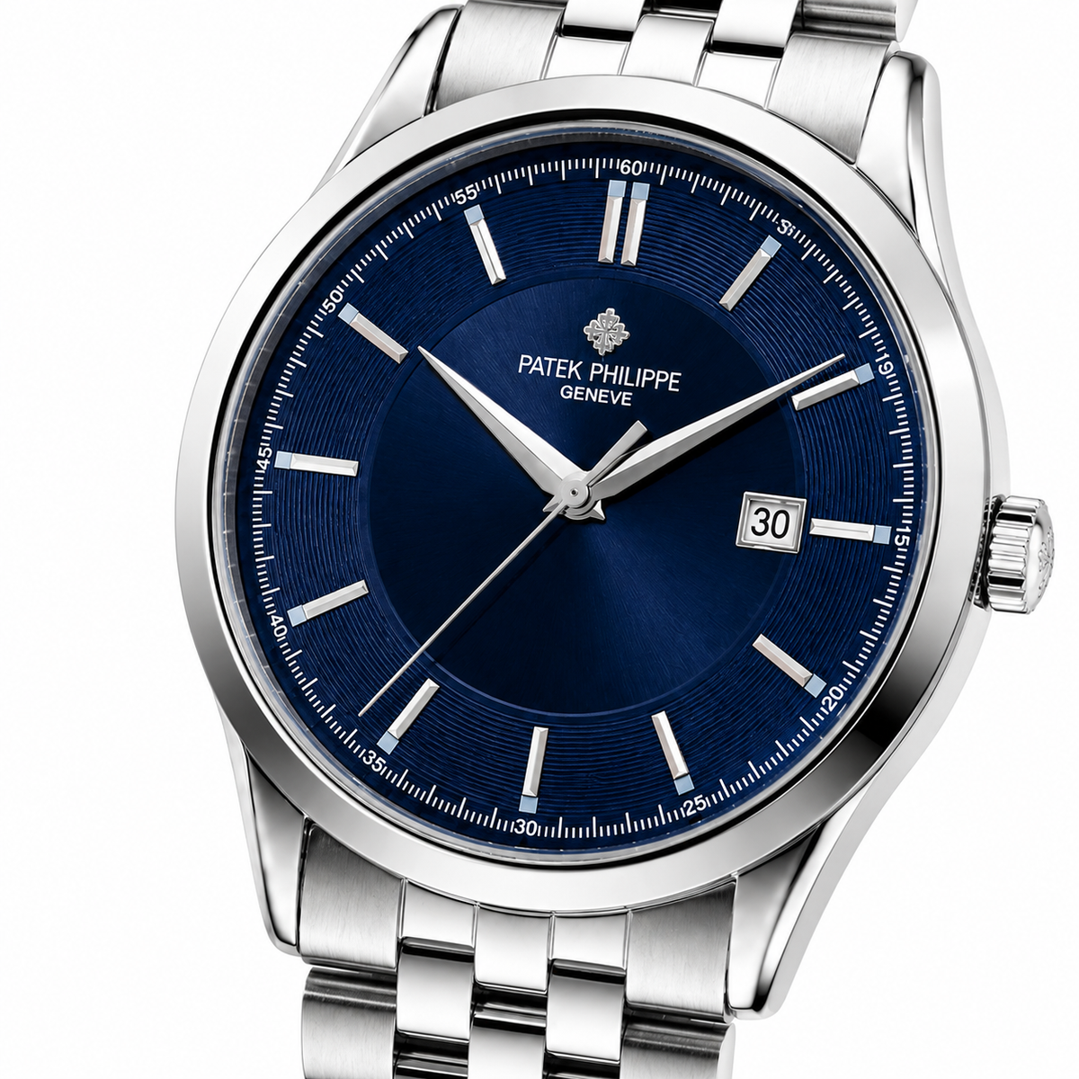 Silver Sapphire Round Smooth PP Watch