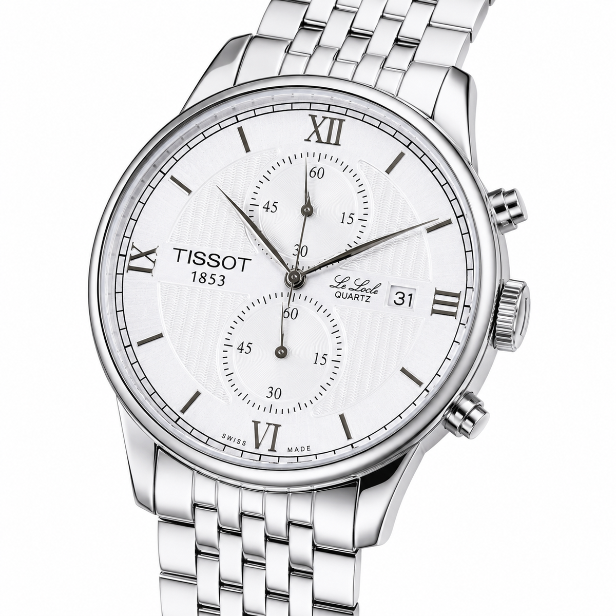 Le Lode Silver Chain Chronograph Dial Tissot Watch