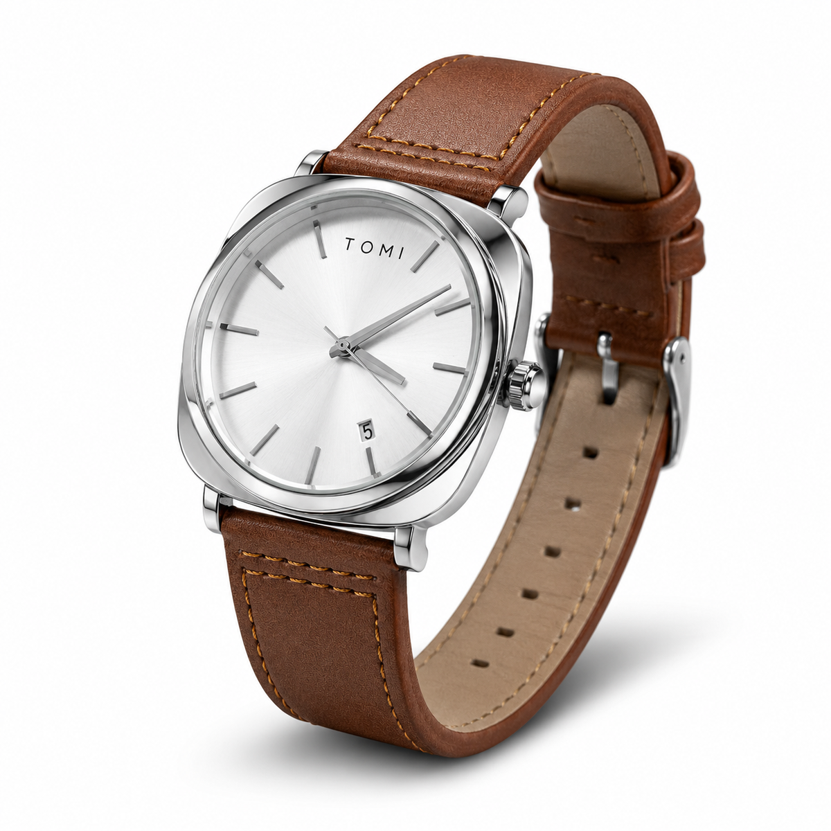 Tomi Brown Silver Business Class Watch