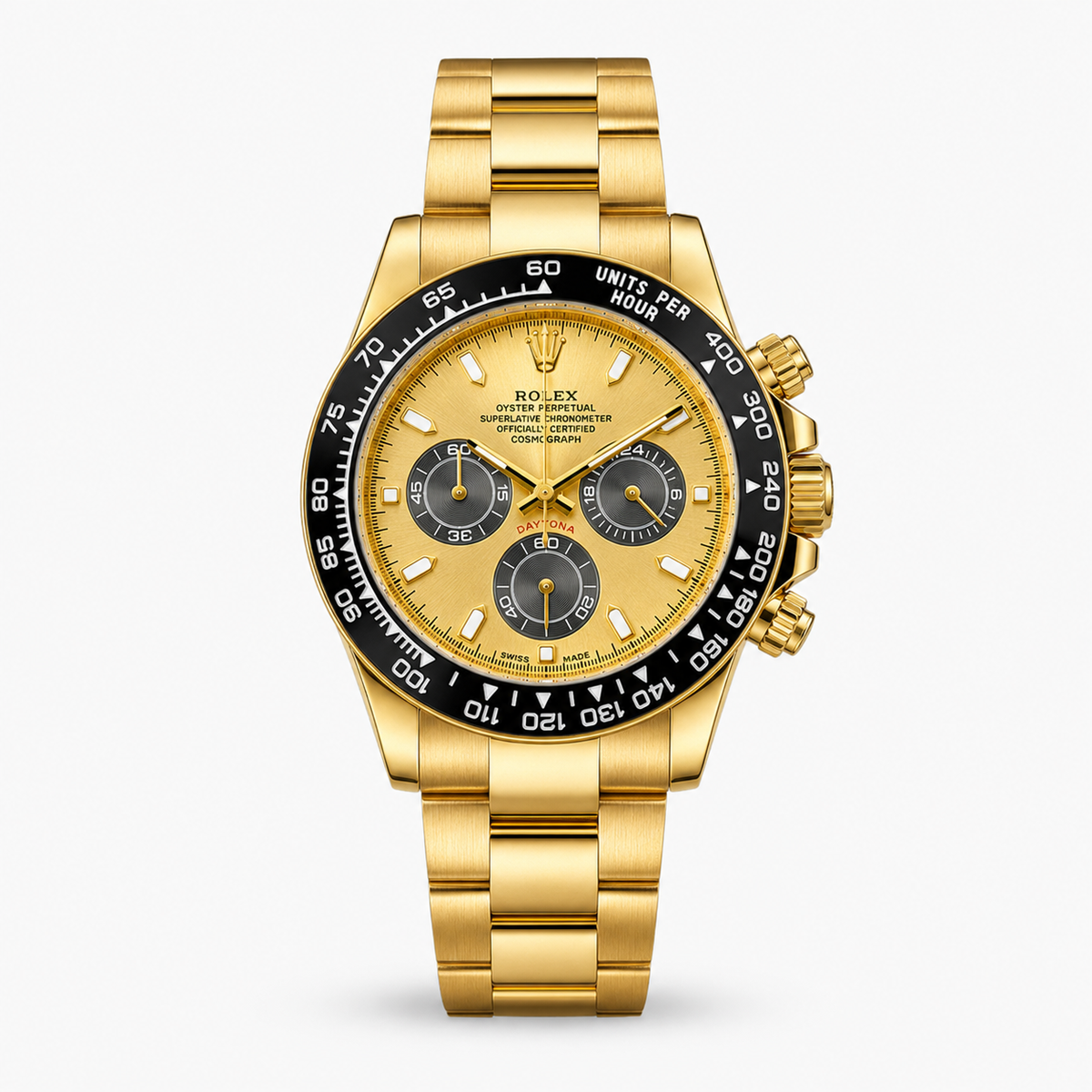 Gold Daytona Chronograph Master Clone Chain Strap Watch
