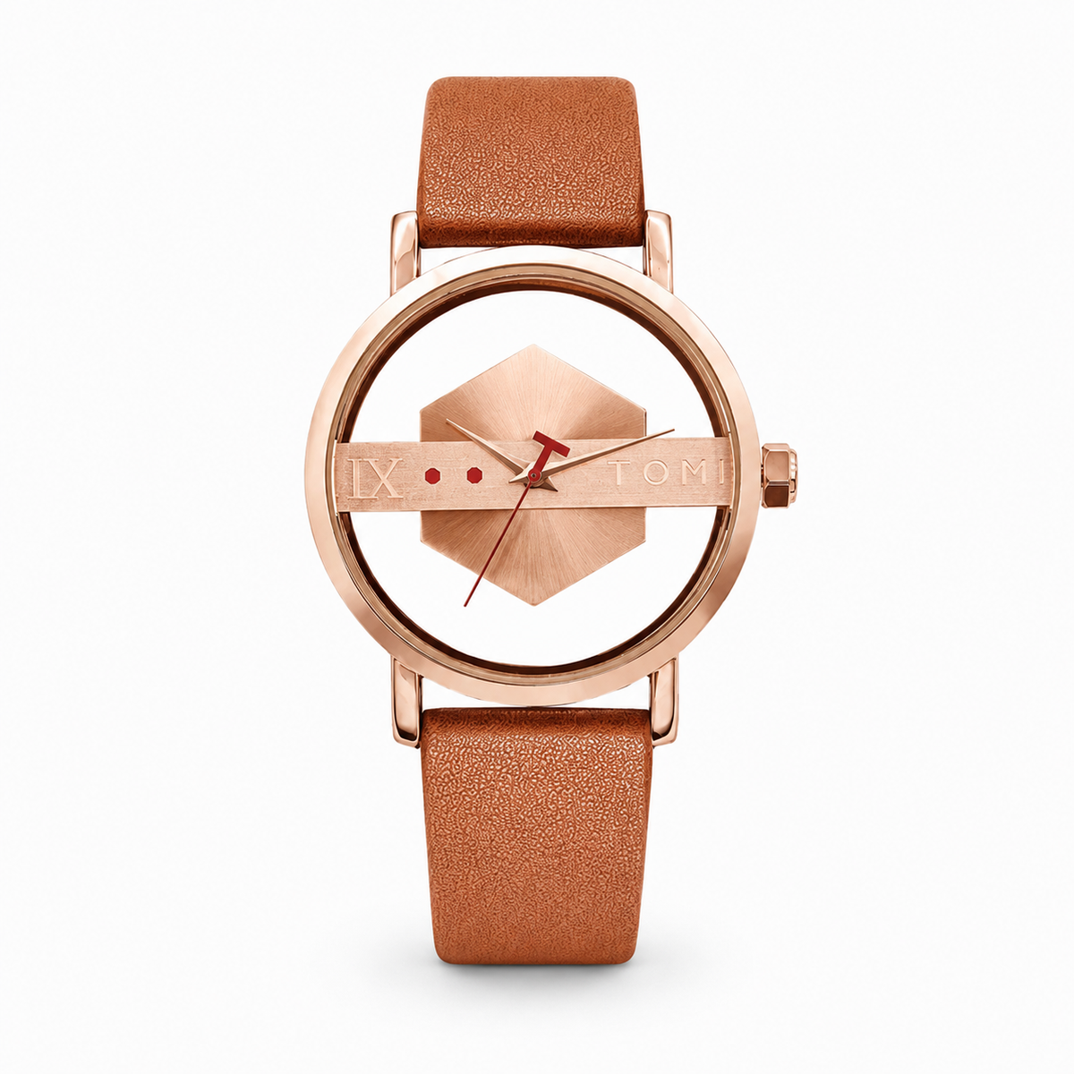 Tomi Brown Gold Hexa Dial Watch