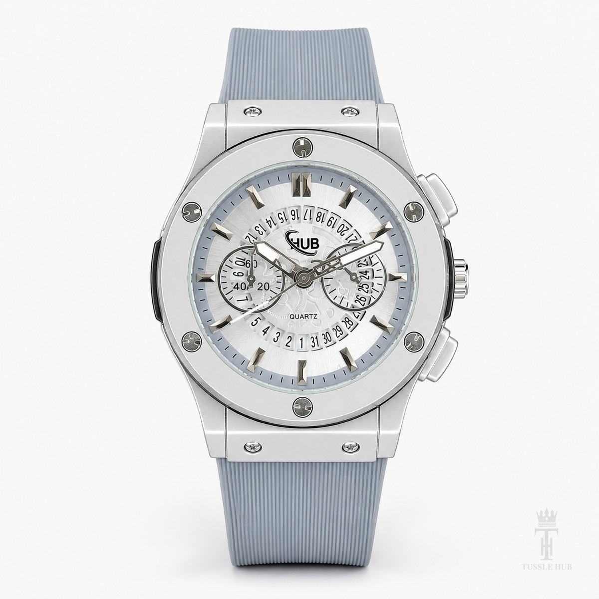 Minimal Ash Grey Hologram Leather Branded Watch