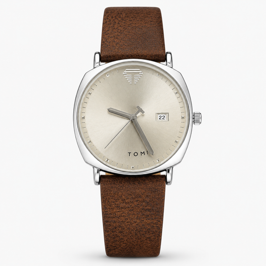 Tomi Brown Grey Sleek Dial Watch