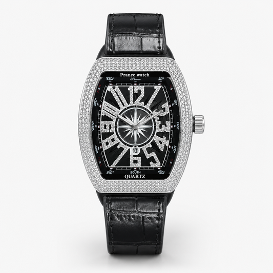 Vanguard Black Silver Iced Frank Muller Watch