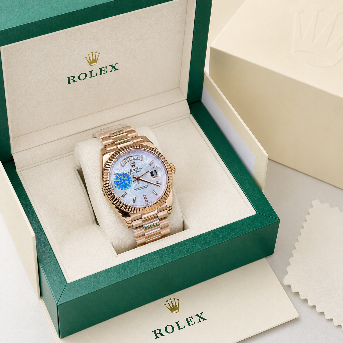 Day Date Rose Gold Gem Stone Dial Automatic Super Clone Watch