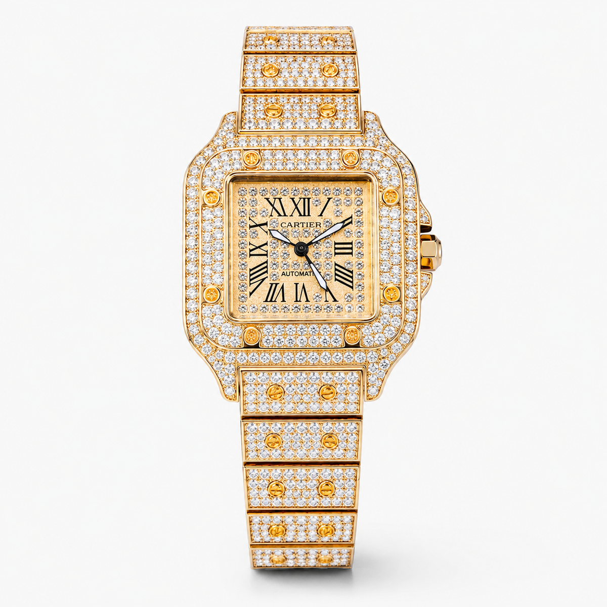 All Rose Gold Square Tank Iced Out Watch