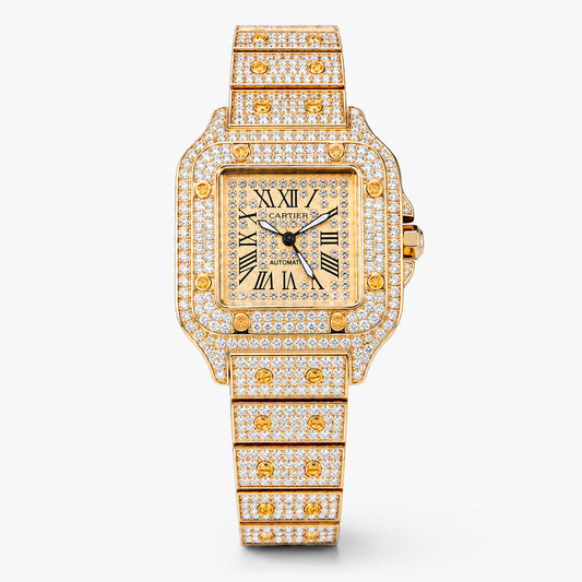 All Rose Gold Square Tank Iced Out Watch