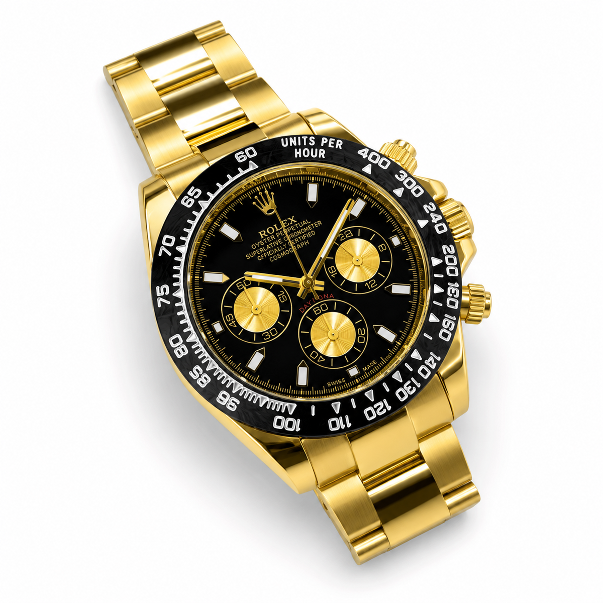 Gold Black Daytona Chronograph Chain Strap Master Clone Watch