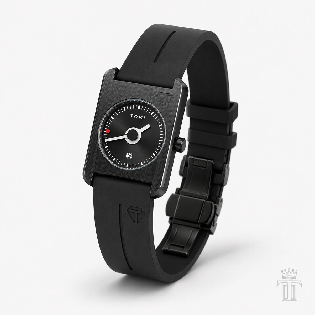 Tomi All Black Tank Magnetic Strap Watch
