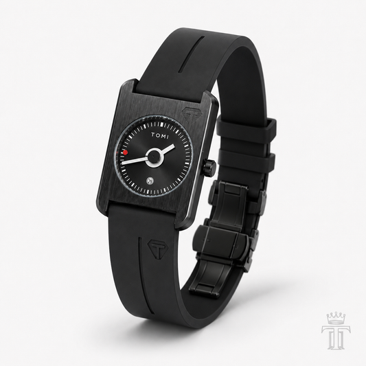 Tomi All Black Tank Magnetic Strap Watch