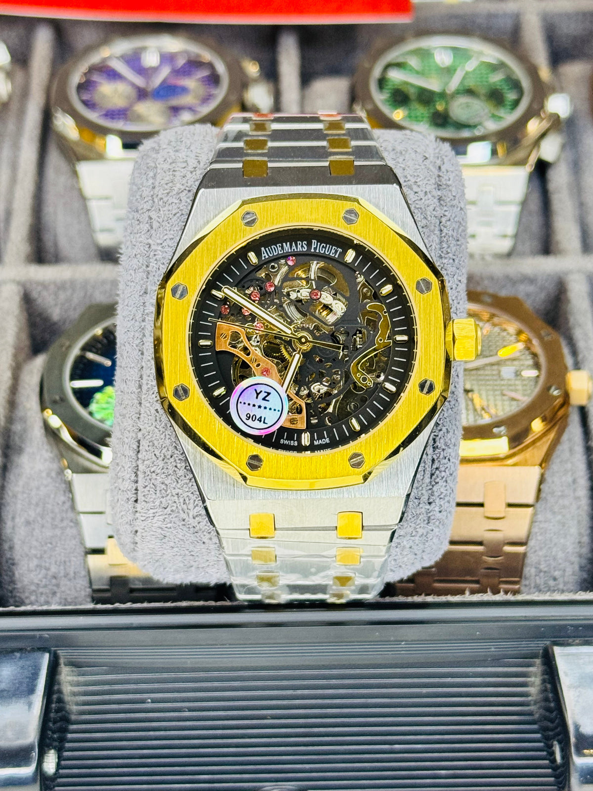 AP Two Tone Black Automatic Skeleton Dial Super Clone Watch