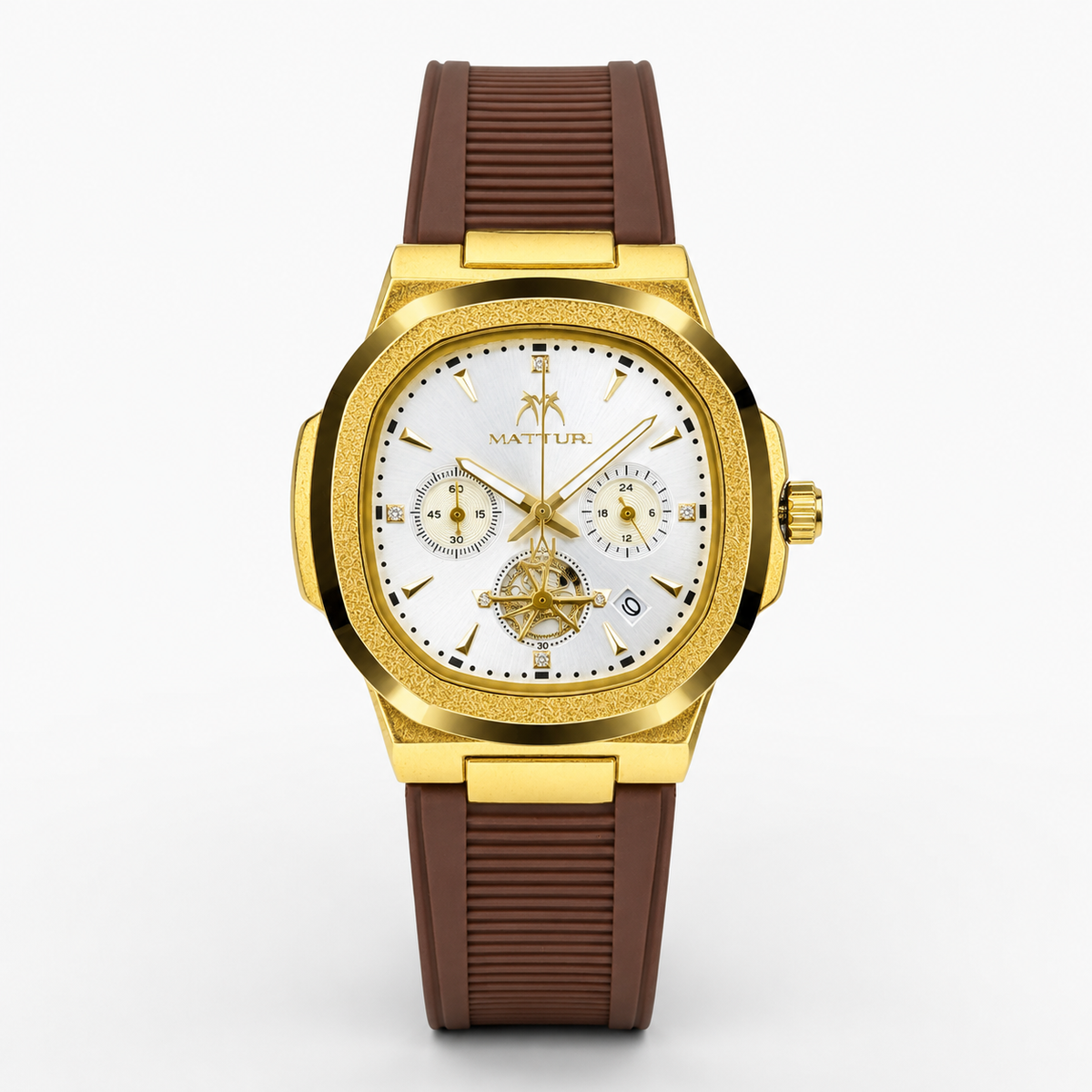 Matturi Black White Silicone Chronograph Watch