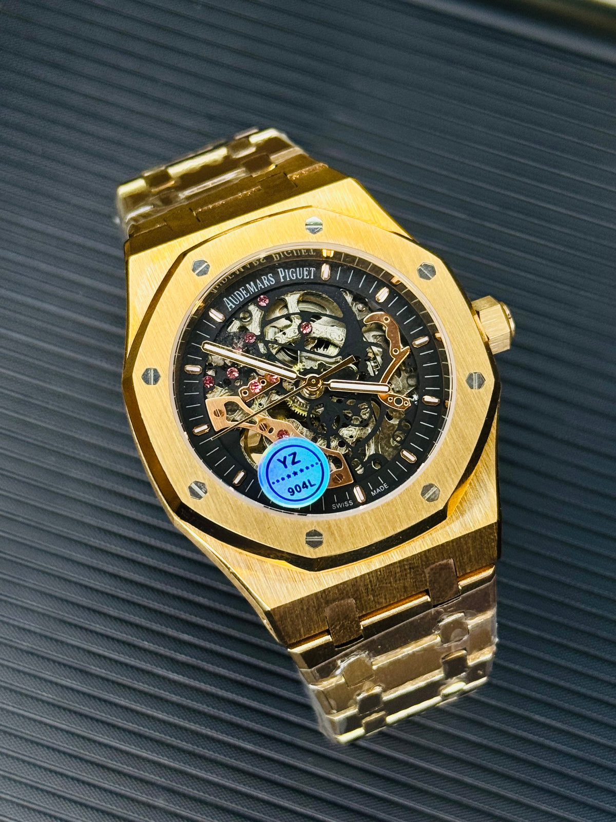 Copper Black Automatic Skeleton Dial Super Clone Watch