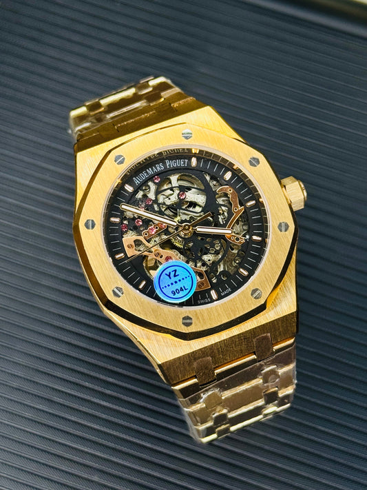 Copper Black Automatic Skeleton Dial Super Clone Watch