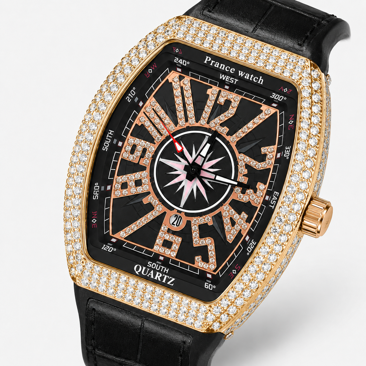 Vanguard Black Rose Gold Iced Frank Muller Watch