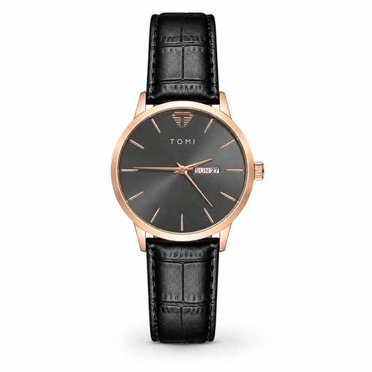 Tomi Day Date Gold Black Watch