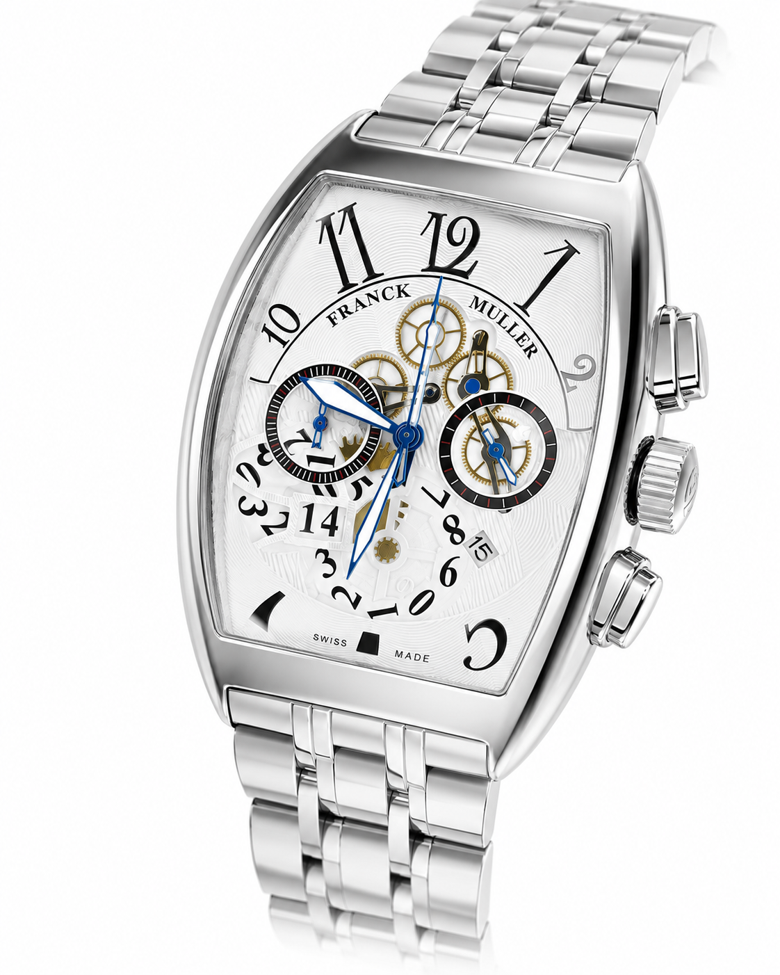 Chain Frank Muller Silver White Chronograph Dial Watch