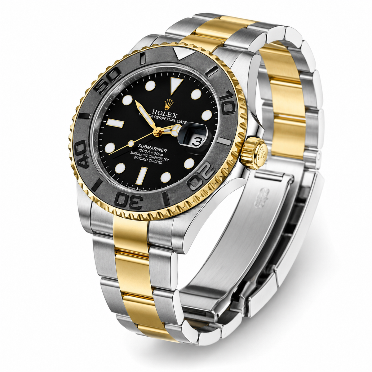Two Tone Black Chain Yatchmaster Watch