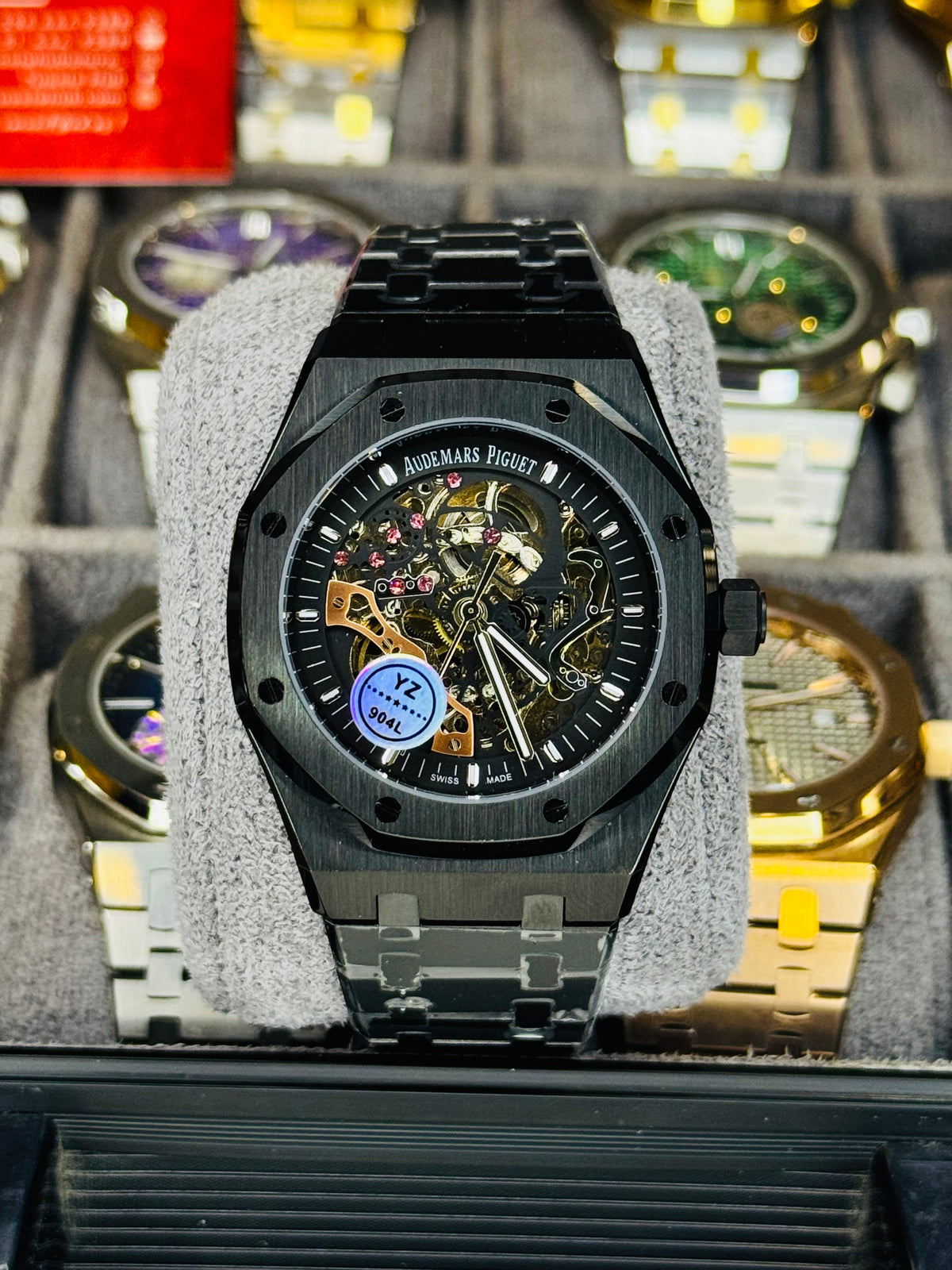 All Black Automatic Skeleton Dial Super Clone Watch