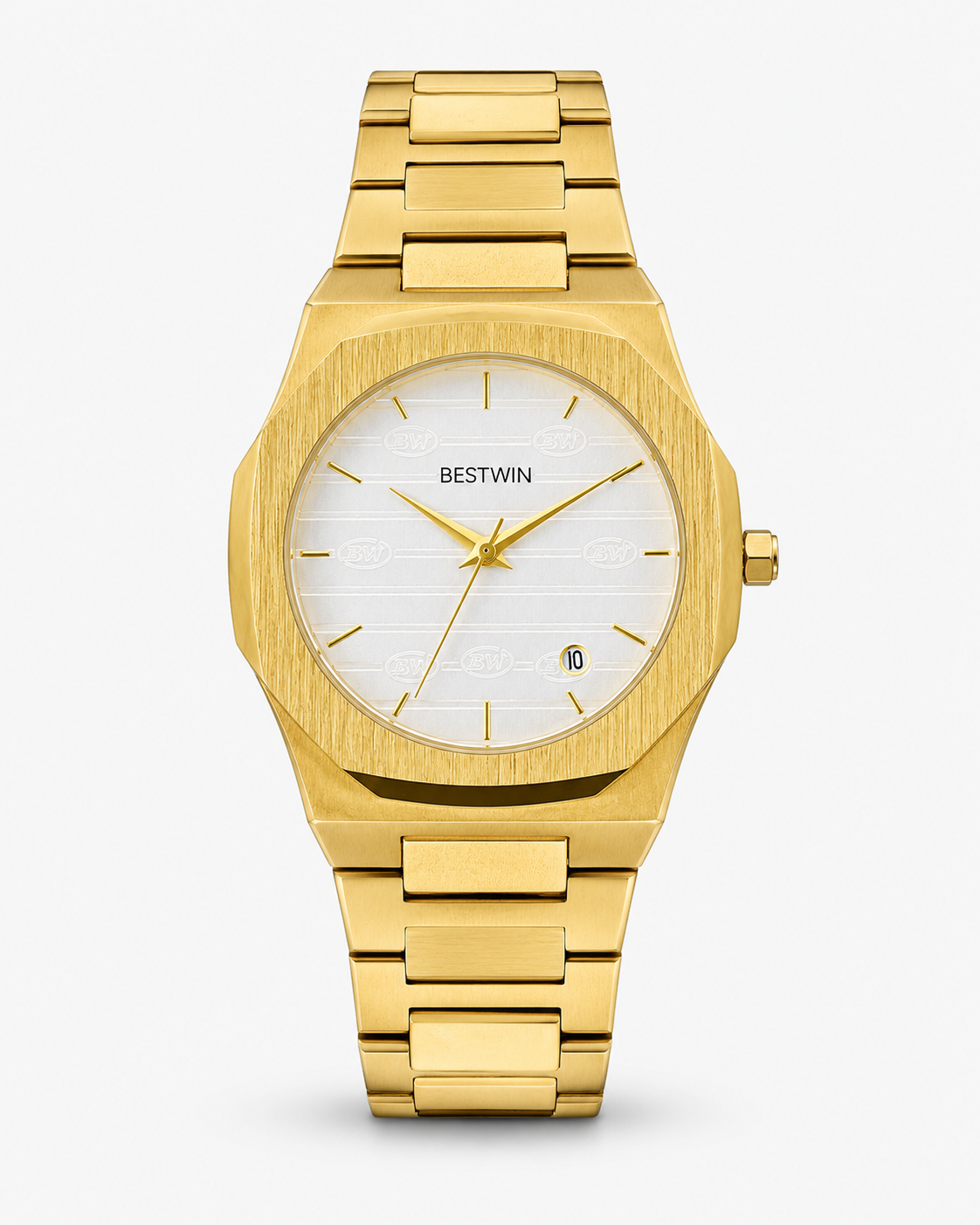 Gold White Dial Bestwin Watch