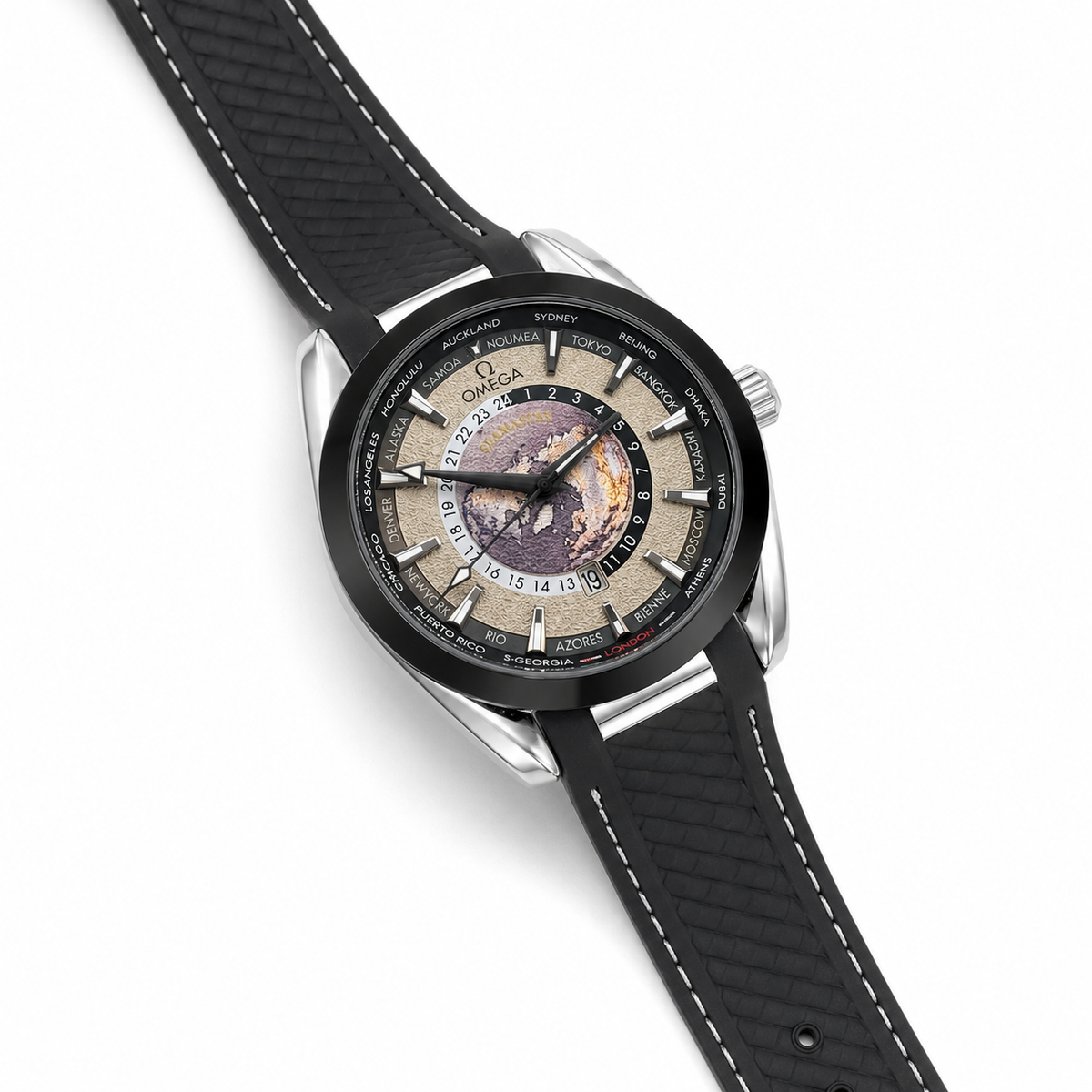 Black Silver Aqua Terra Omega Watch