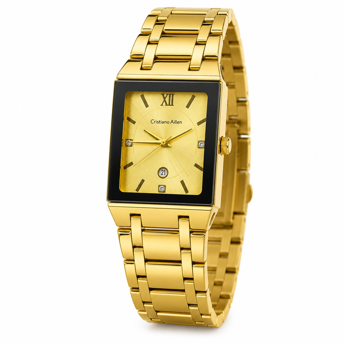 Cristiano Aillen All Gold Square Watch