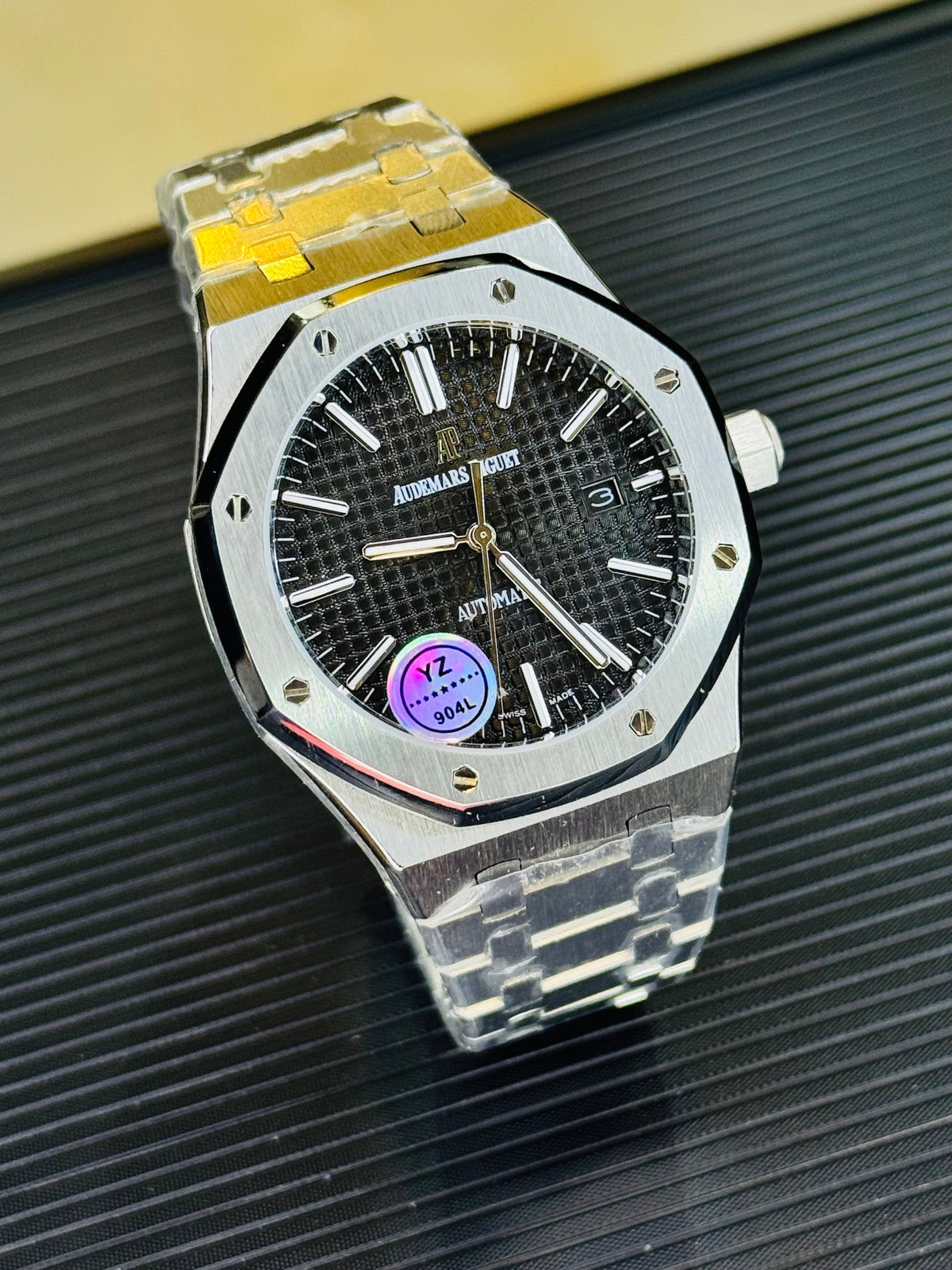 AP Super Clone Silver Black Waffle Royal Oak Watch