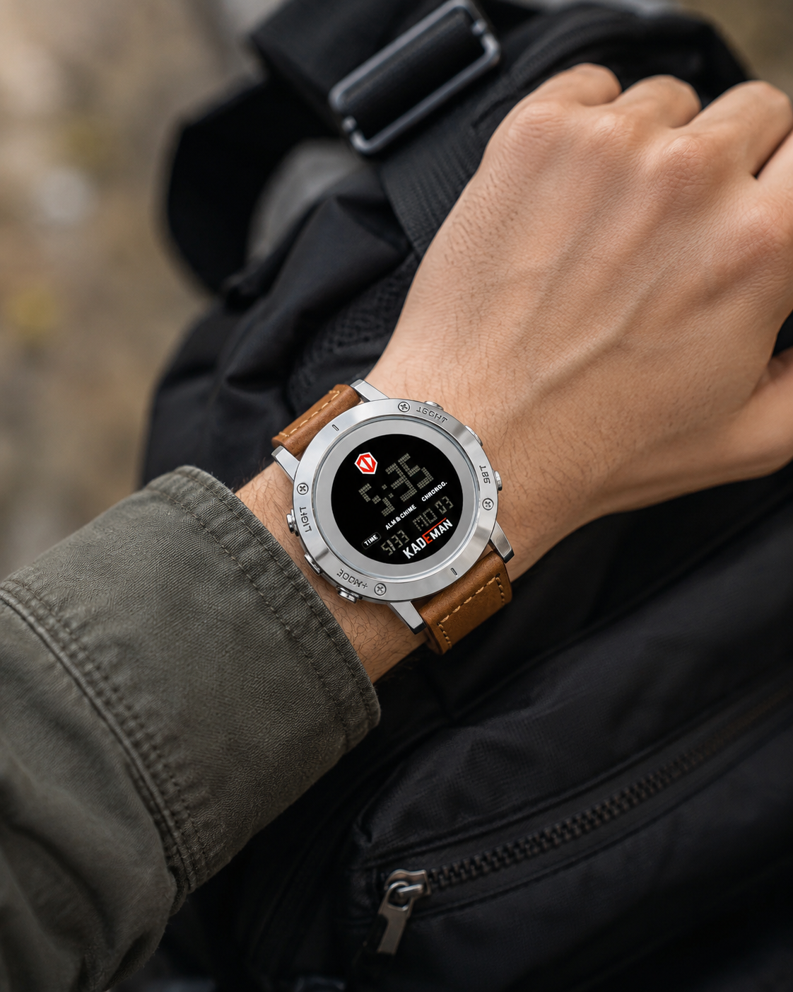 Kademan Brown Silver Digital Watch