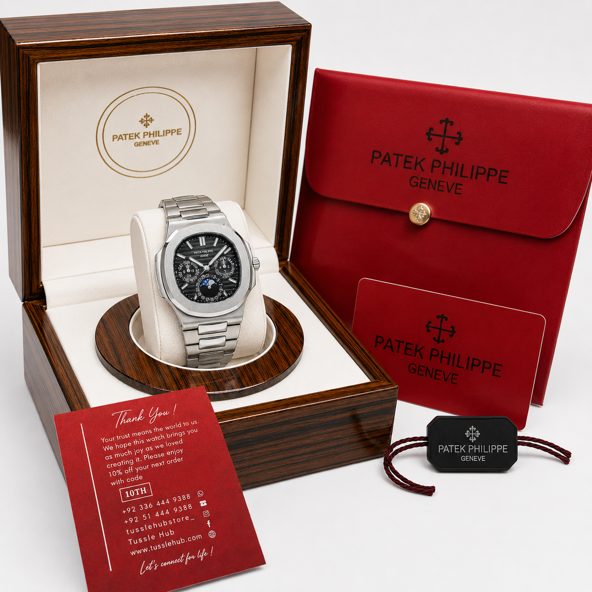 Silver Black Chronograph Automatic Nautilus Super Clone Watch