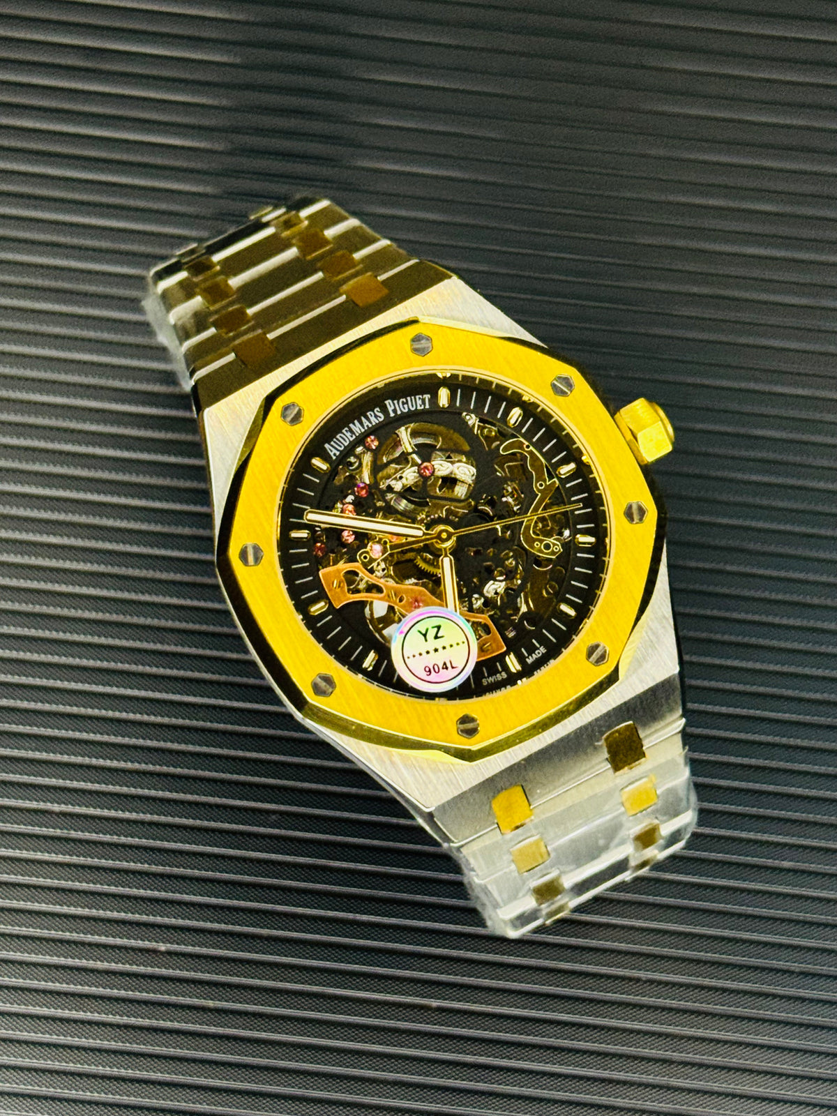 AP Two Tone Black Automatic Skeleton Dial Super Clone Watch