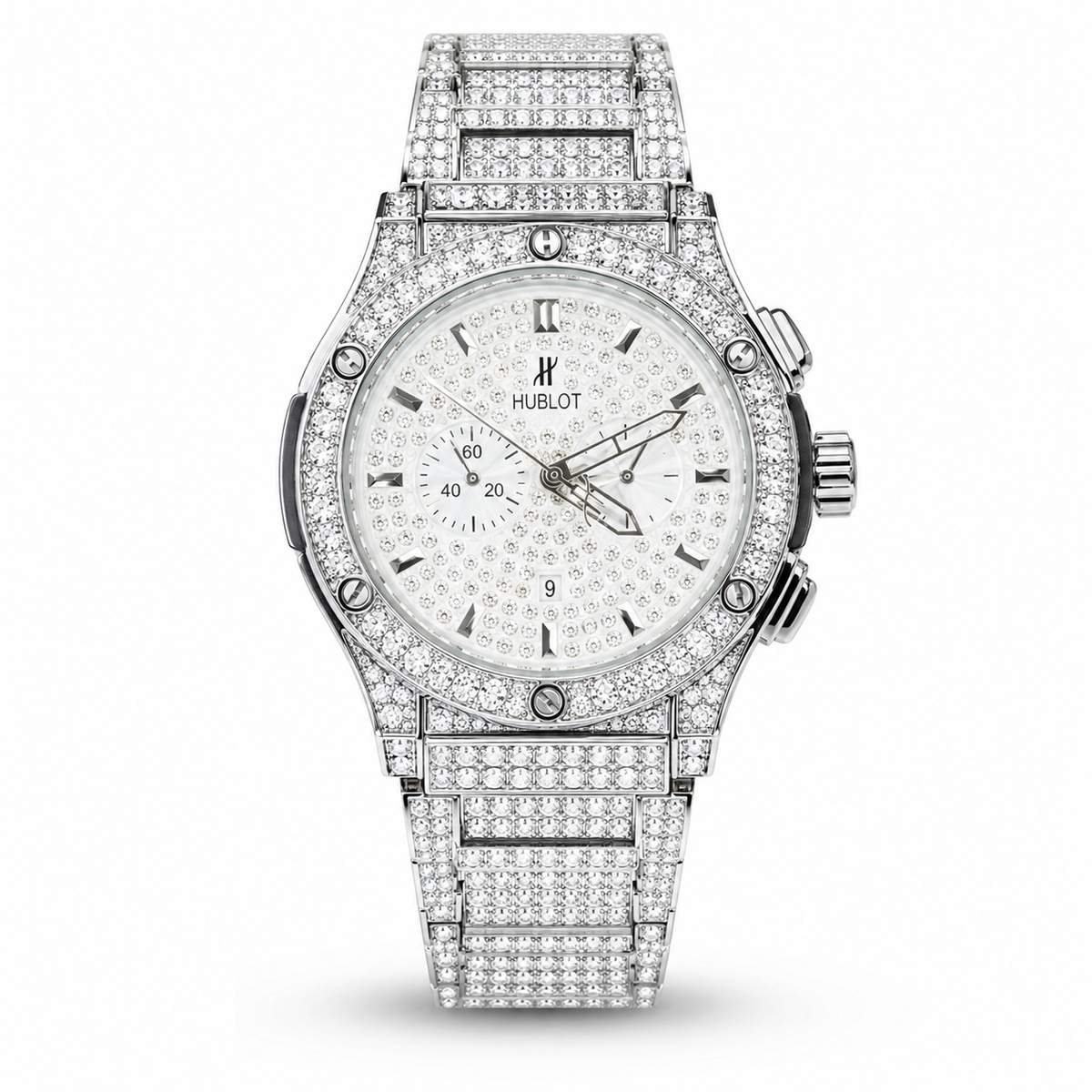 Silver Big Bang Iced Out Watch