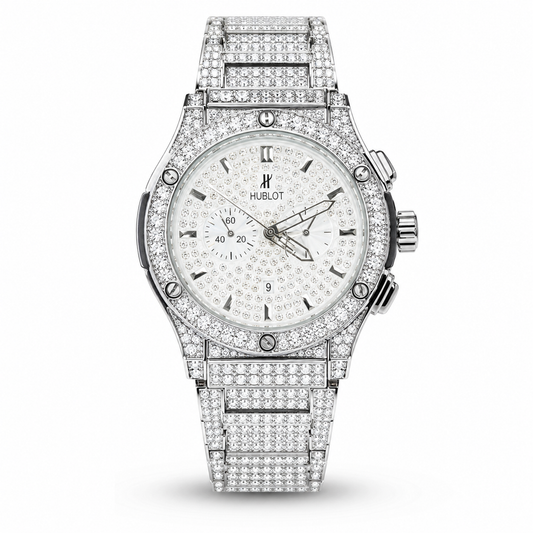 Silver Big Bang Iced Out Watch