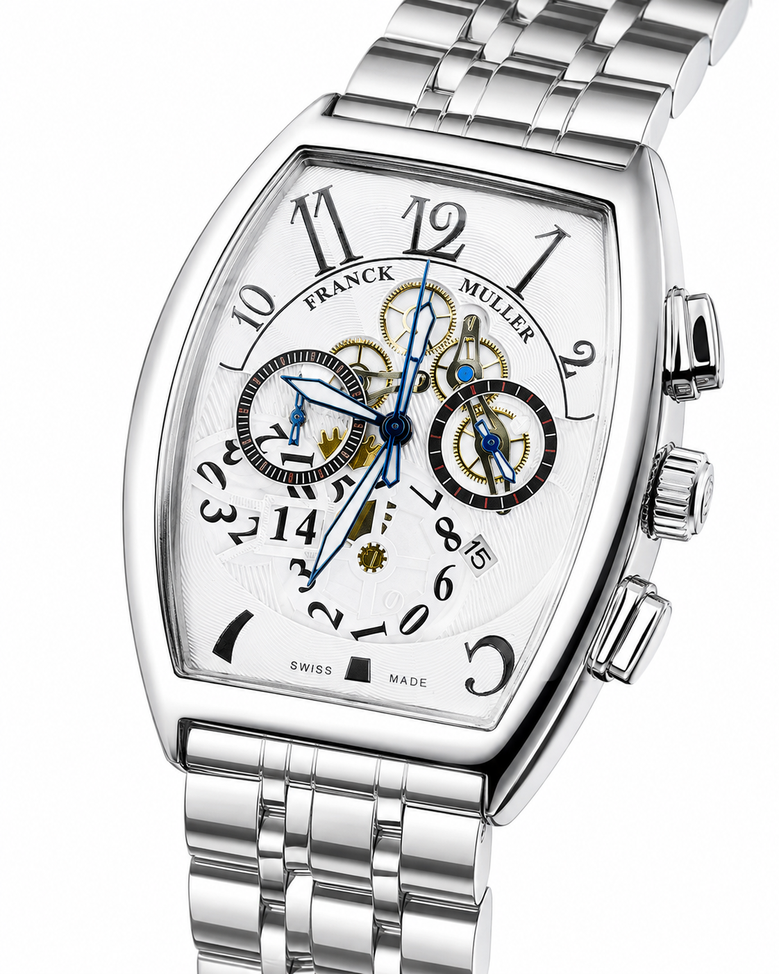Chain Frank Muller Silver White Chronograph Dial Watch