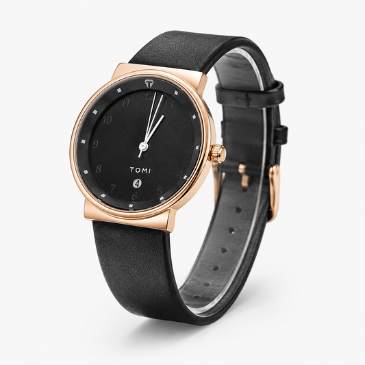 Tomi Black Rose Gold Elegance Dial Watch