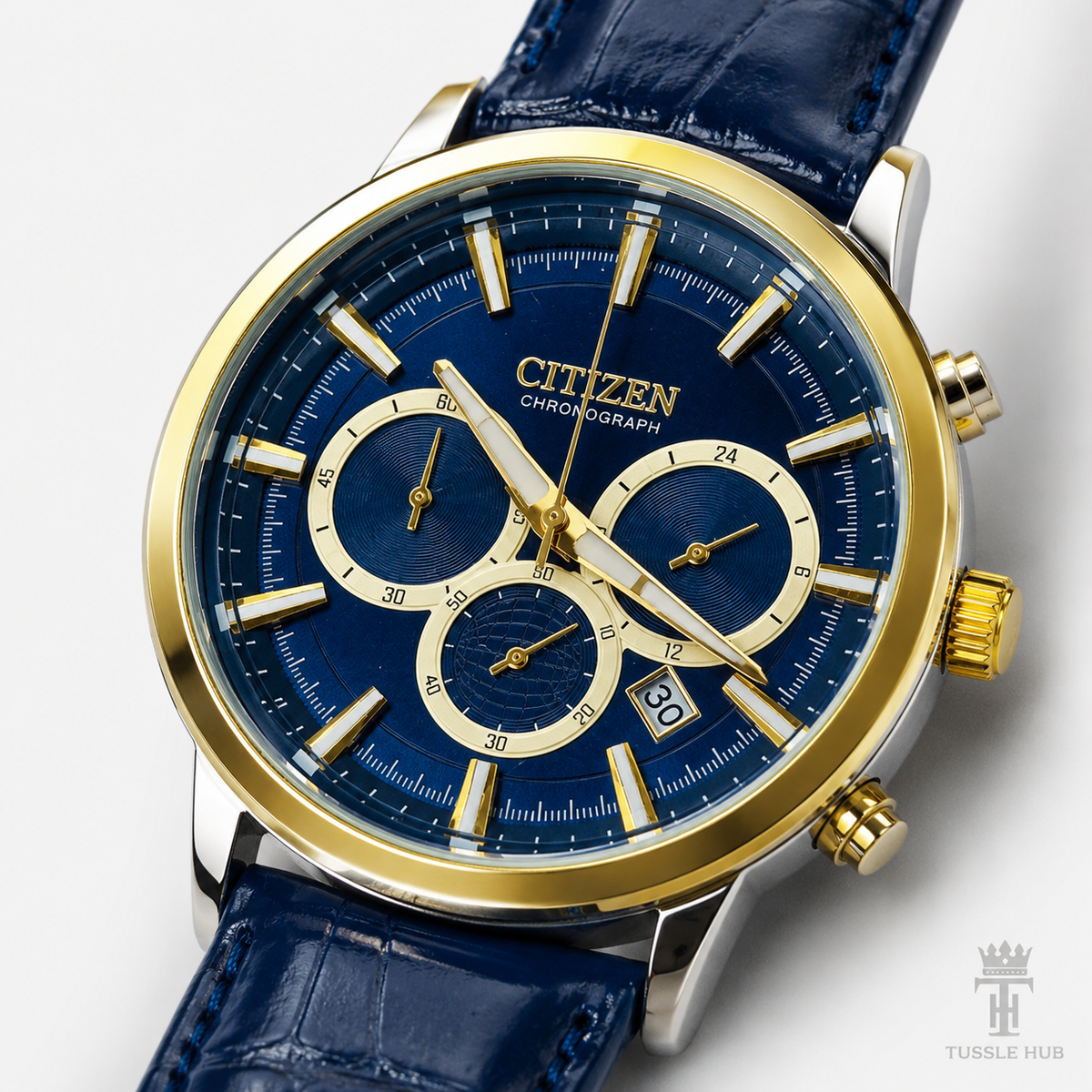 Citizen Globe Blue Gold Chronograph Watch