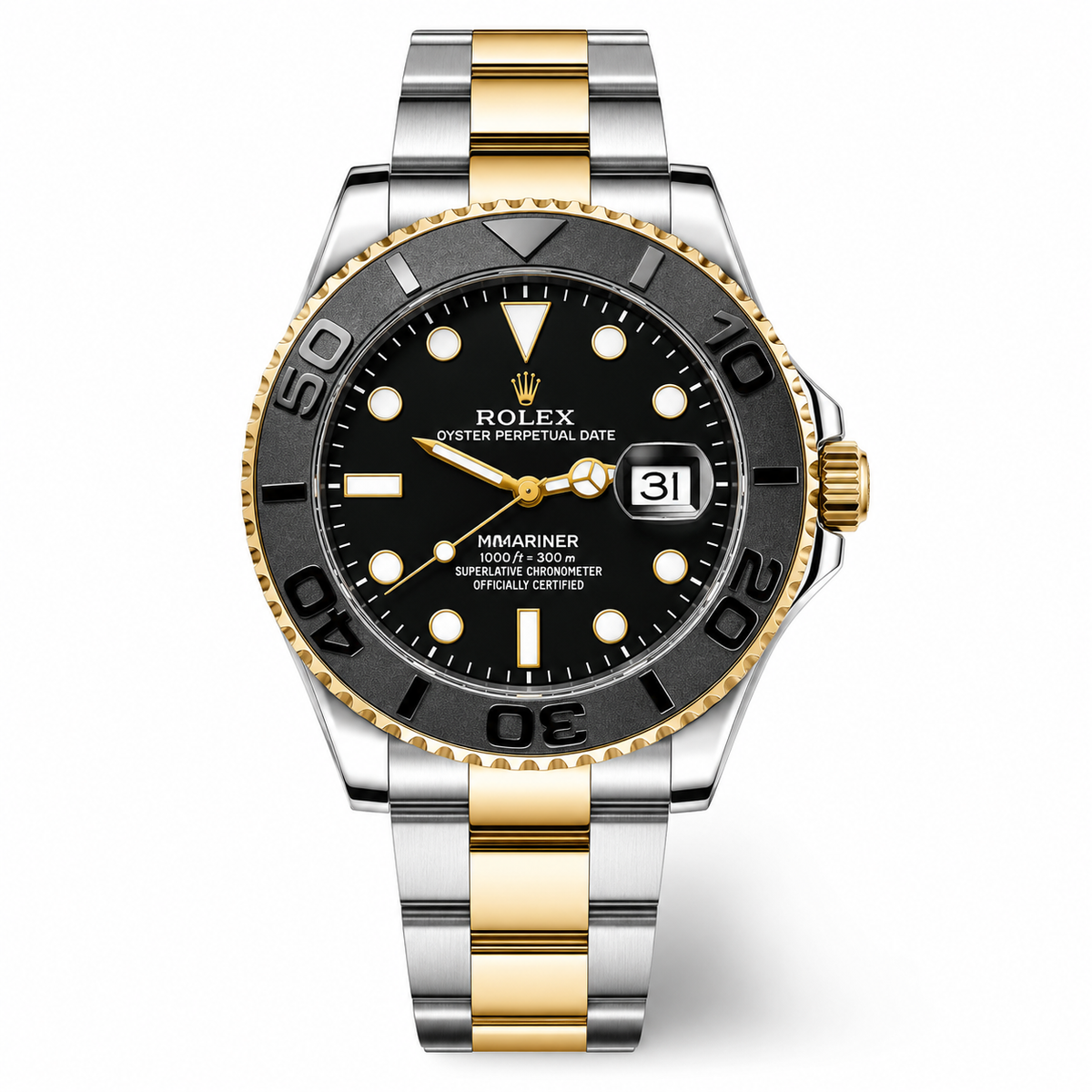 Two Tone Black Chain Yatchmaster Watch
