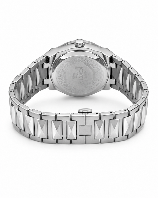 Silver Prism Chain Strapped Black Hublot Watch
